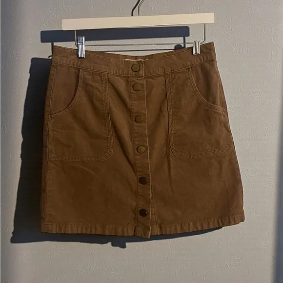 Tory Burch Lucitano Corduroy Snap Front Mini Skirt Tan Beach Wood Size 6 - Picture 6 of 6